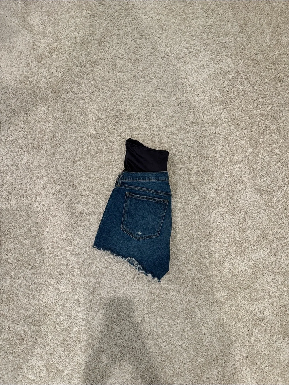 Maternity Denim Shorts with Black Stretch Panel